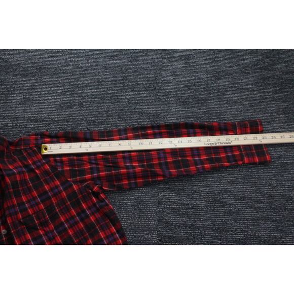 Northcrest Mens Medium Red Plaid Flannel Long Sleeve VTG Lumberjack - Picture 10 of 13